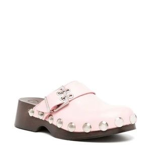 Ganni Pink Leather Mules
